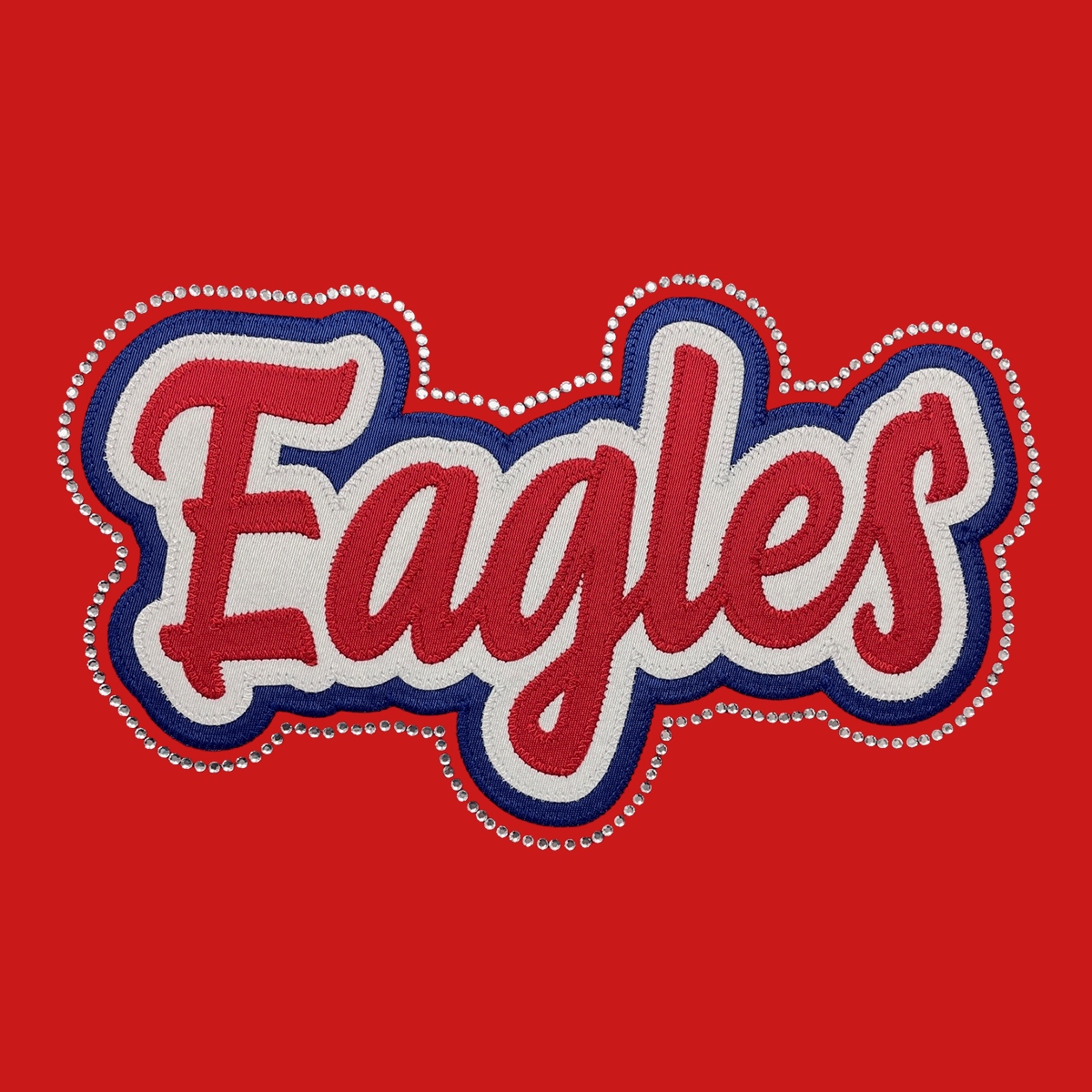 3 Color Script Lettering with Rhinestone Outline (TRDT3-RO)