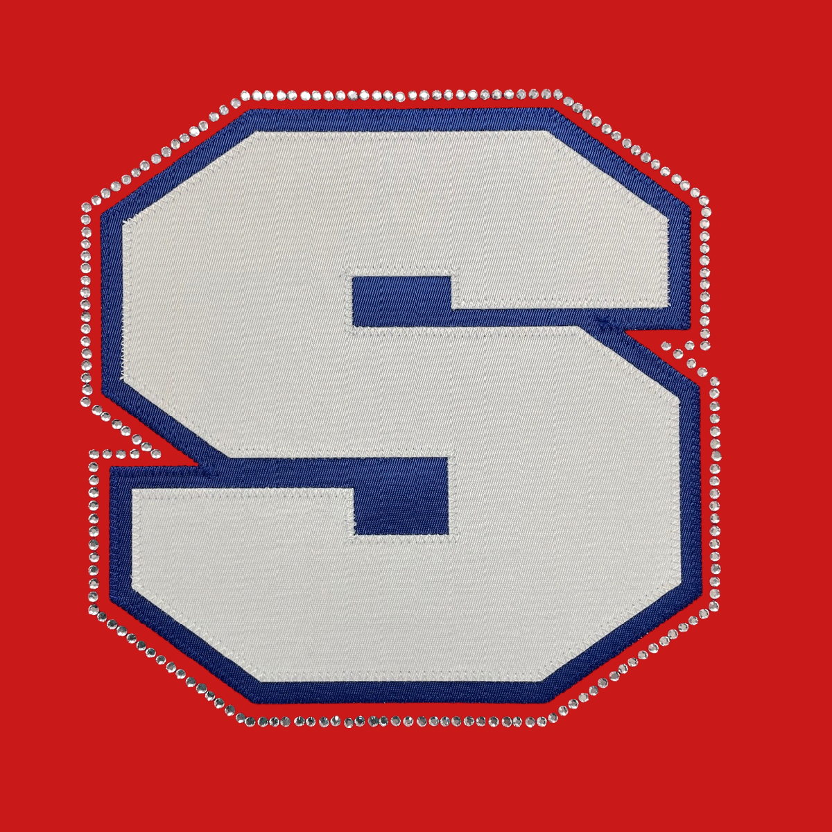 Two Color Tackle Twill Lettering with Rhinestone Outline (TSLWPR2-RO)