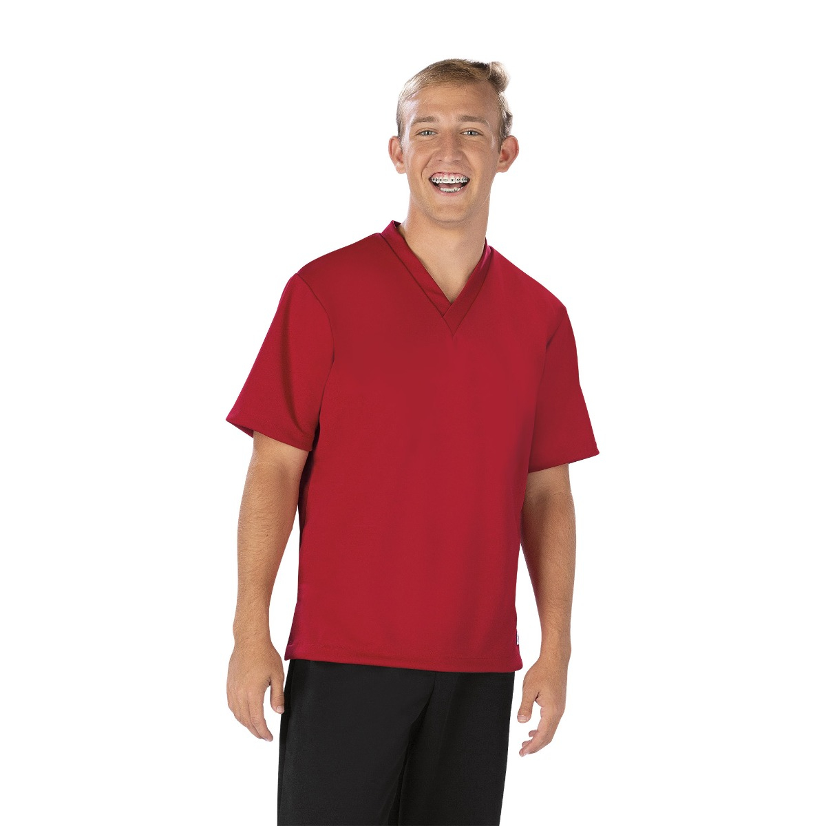 Shell Uniform Color Red Men's Stock V-Neck Poly Shell