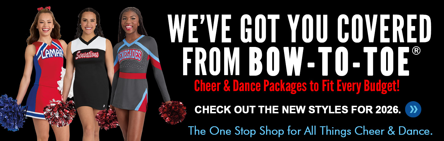 Cheer & Dance Uniform Packages for Every Budget. Also, Check Out Our New 2026 Interactive Catalog! See Our Uniforms in YOUR Team Colors.