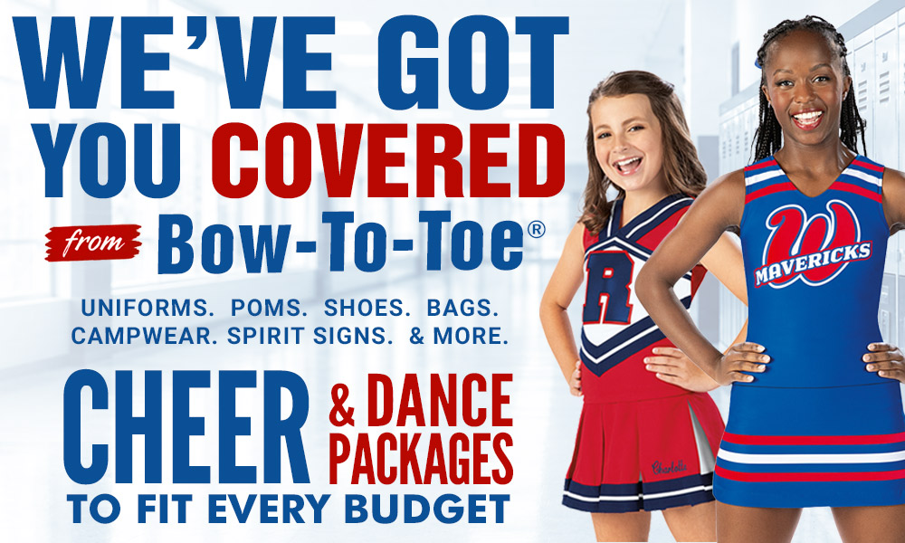 Cheerleading Uniform Packages, Nfinity Shoes, Cheer Bags, Metallic Poms in YOUR Team Colors, Cheer Tees, Cheer Signs, Megaphones and more.