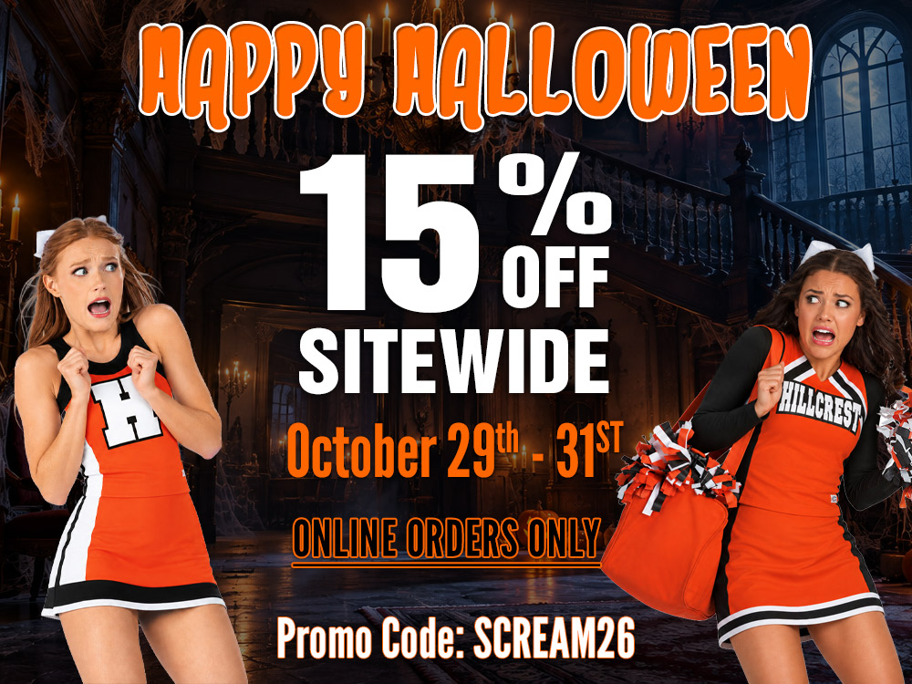 Cheerleading Uniform Packages, Nfinity Shoes, Cheer Bags, Metallic Poms in YOUR Team Colors, Cheer Tees, Cheer Signs, Megaphones and more.