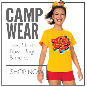 Cheerleader Campwear, Cheer Shoes, Cheer Tees, Cheelrader T-Shirts, Cheerleading Poms, Cheer Bags, Soffe Shorts, Megaphones, Campwear Packages